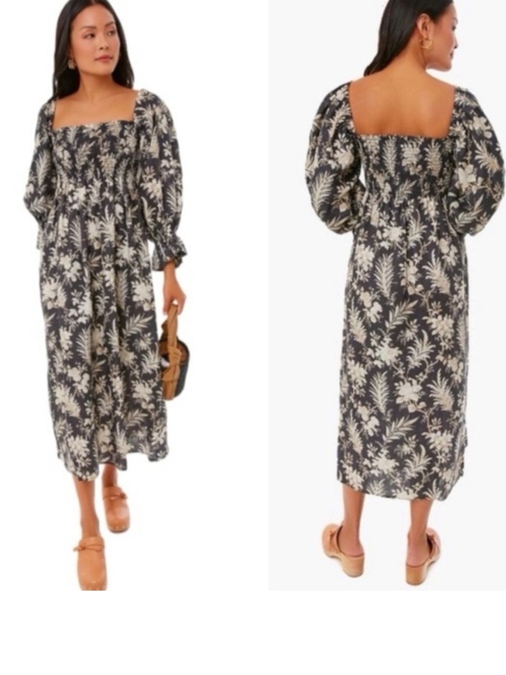 Tuckernuck Ojai Vines Smocked Linen Dress